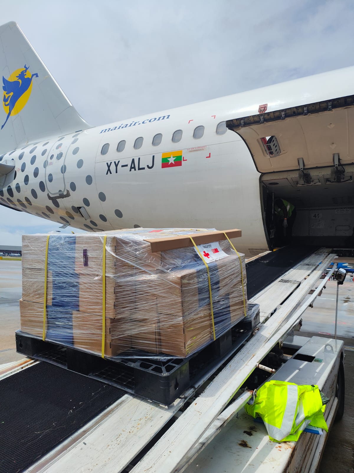 Water filters and solar lamps by Singapore Red Cross to Myanmar