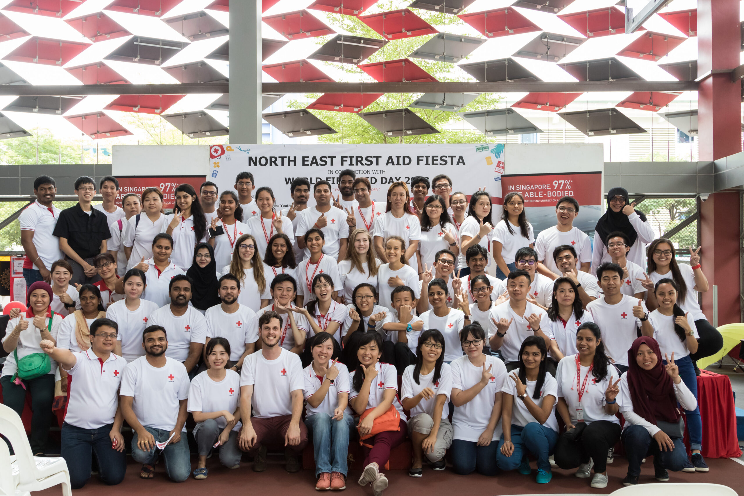 Group photo of volunteers at First Aid Fiesta 2018
