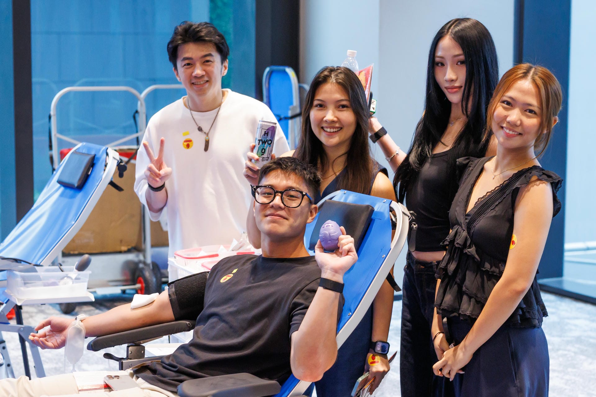 Corporate partners of the Red Cross at a mobile blood donation drive
