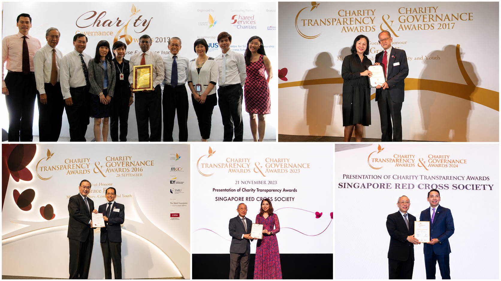Compilation of the Charity Transparency Awards that the Singapore Red Cross has won