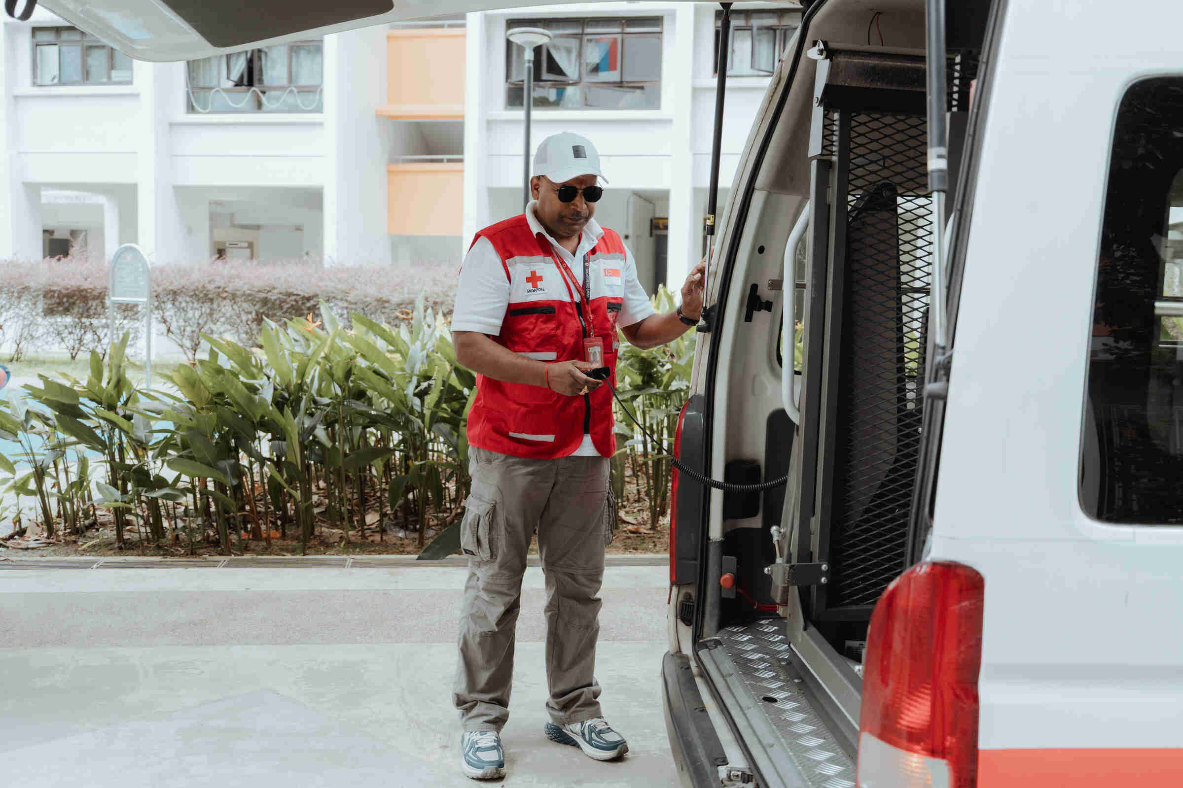Driver preparing the vehicle for the client